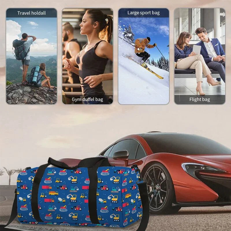 Excavator Truck Large Capacity Luggage Bag  For Boy And Girls Best Gifts 3D Cartoon Travel Duffels Hand Bag For Children