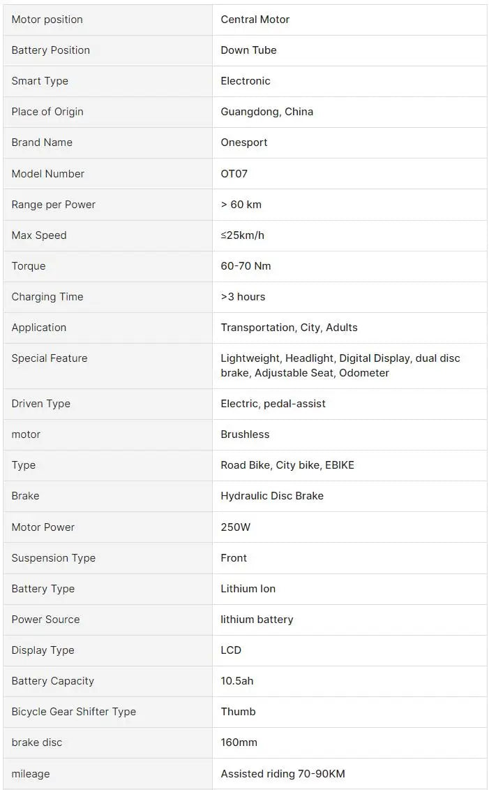 One Sport electric road bike 250w