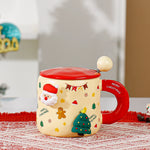 Christmas-themed mugs with magnetic accessories and LIDS, cute ceramic cups, women, couples, office coffee cups