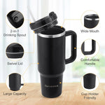 1200ml Stainless Steel Insulated Straw Water Bottle Thermal Coffee Car Cup 40oz Cold Hot Mug Vacuum Flask with Handle for Travel