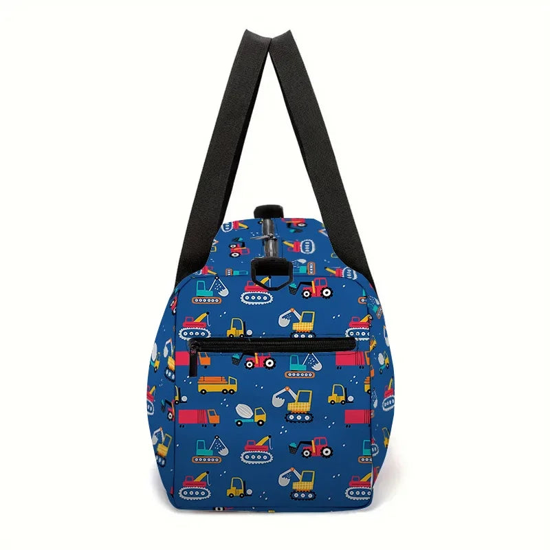 Excavator Truck Large Capacity Luggage Bag  For Boy And Girls Best Gifts 3D Cartoon Travel Duffels Hand Bag For Children