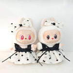 Doll Clothes For Labubu Clothing Princess Cute Heart Dress Gauze Skirt Headwear 2PCS/Pack Plush Cotton Doll Dress Up Accessory