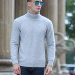 Autumn Winter Men's High Neck Pullover Knitted Sweater 100% Mink Cashmere Long Sleeved Loose Business Casual Warm Top New Styles