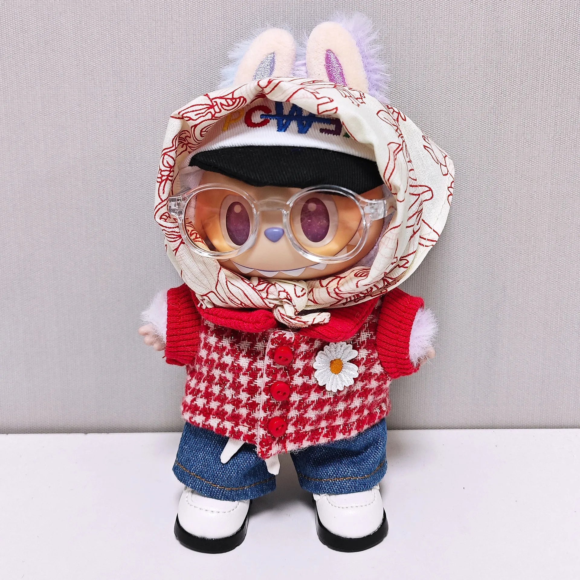 For Labubu Selects 15cm / 17cm Red GD Clothes, Jeans Set, Labubu Universal Clothing