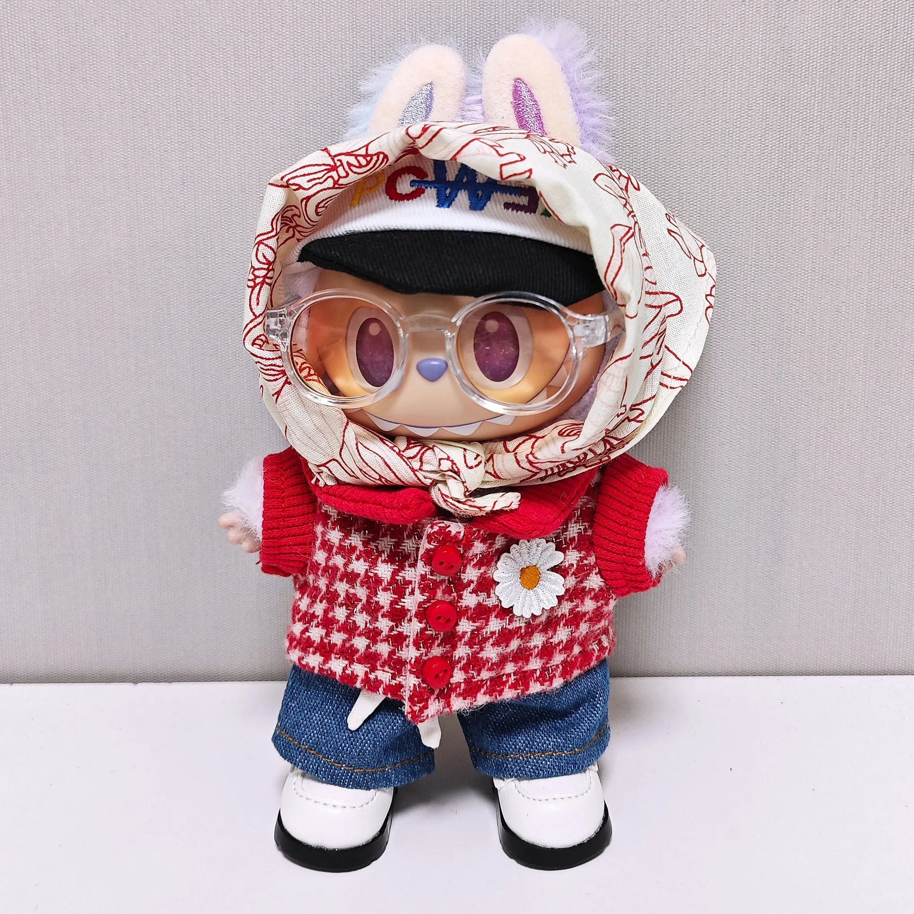 For Labubu Selects 15cm / 17cm Red GD Clothes, Jeans Set, Labubu Universal Clothing