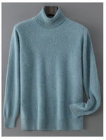 Men's 100% Pure Wool Pullover Sweater For Autumn Winter High Collar Knitted Long Sleeved Loose Solid Color Casual Simple Warmtop