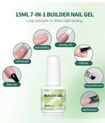 Nailpop 15ml Builder Gel Nail Polish for Nail Apex & Extension Strengthener Upgraded Soak Off UV Gel Rhinestone Glue 4 Colors