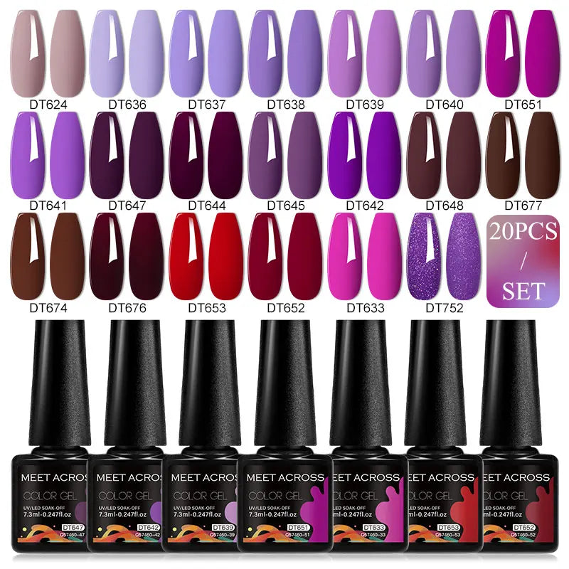 20pc Nail Gel Polish Set HEMA Free All-season Nails Long Lasting Soak Off Varnishes Kit for Manicure DIY UV/LED Gel Desgin