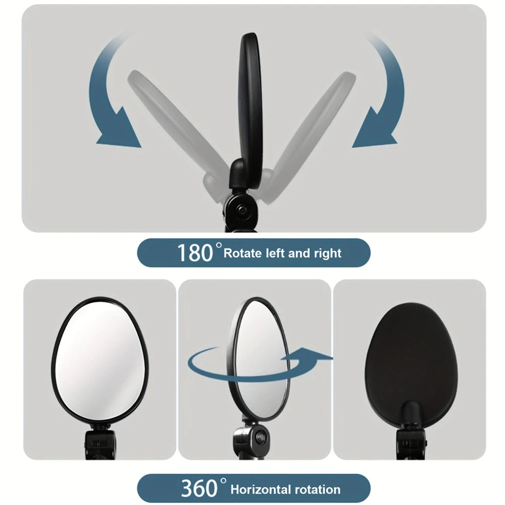 2PCS Bicycle Rearview Mirror 360 Degree Adjustable Rotatable Universal Cycling Handlebar Rear View Mirrors for MTB Road Bike