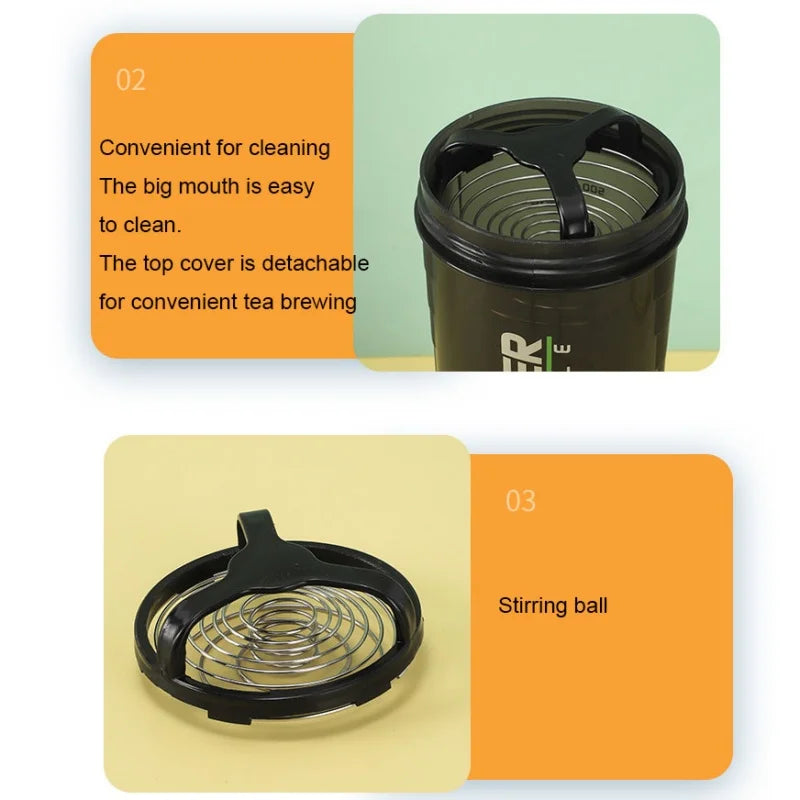 Creative Sports Shaker Cup Fitness Mixing Cup Fashion Trend Large Capacity Water Cup with Mixing Ball Convenient and Practical