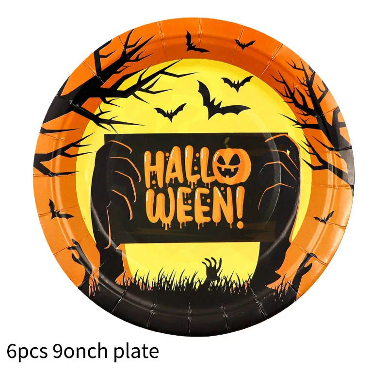 Halloween Themed Disposable Tableware Cups 7 Inch Plates 9 Inch Plates Halloween Party Decoration Supplies Festival Supplies