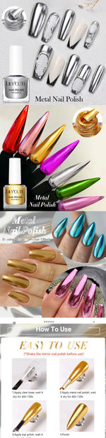 LILYCUTE 7ML 2PCS/SET Metallic Nail Polish Mirror Blue and Rose Gold Effect Varnish Semi-Permanent Nail Art Manicure Aupplies