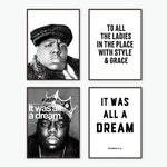 Biggie Smalls Notorious B.I.G Posters and Prints Hip Hop Music Lyrics Quote Black White Wall Art Canvas Painting Home Decor
