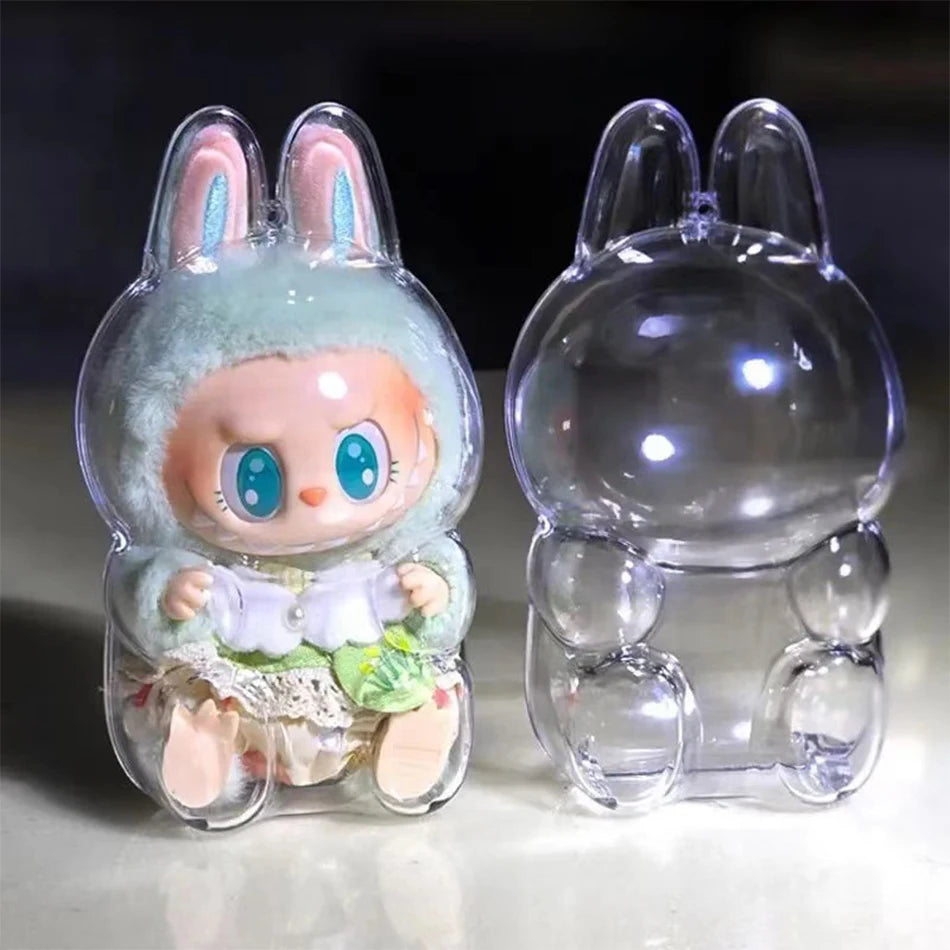 New 17cm LABUBU Clear Macaron Case, Dust Case, Housings, Popmart Bubble Mart Doll Accessories, Doll Accessories, Christmas Gifts