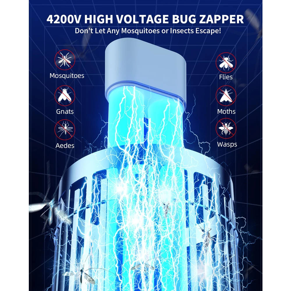 High Effective Bug Zapper Outdoor Mosquito Zapper with Dual LED Light, 4200V Fly Zapper, 15W Electric Fly Trap, IPX4 Insect Trap