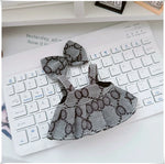 17cm For Labubu Doll Clothing Skirt Bowhair Accessory Set Retro Bib Pants Clothes Luxury Messenger Bag Shoes Set Sitting Party