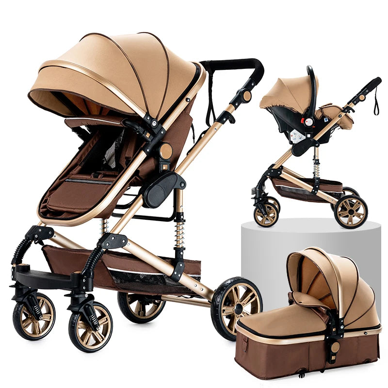 3 in 1 Baby Stroller Prams Lightweight Stroller Compact Foldable Stroller Newborn Stroller Travel System Pushchair Baby Buggy