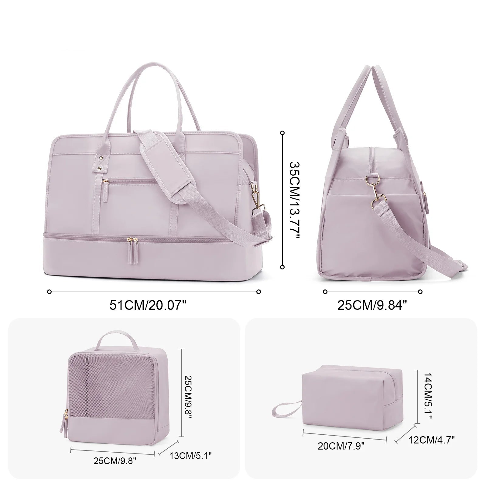 Luggage Travel Bags with a Clothes Bag and Toiletry Bag Large Capacity Daily Commuter Shoulder Bag Woman Tote Bags Handbag Woman