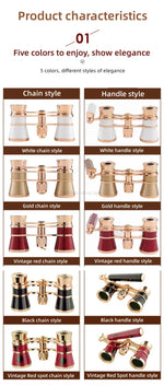 Opera Glasses Binoculars Metal Body With Chain/handle Theater Telescope Women Girls Optical Design Gift Retro Binoculars