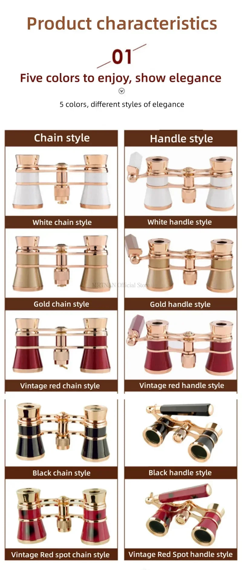 Opera Glasses Binoculars Metal Body With Chain/handle Theater Telescope Women Girls Optical Design Gift Retro Binoculars