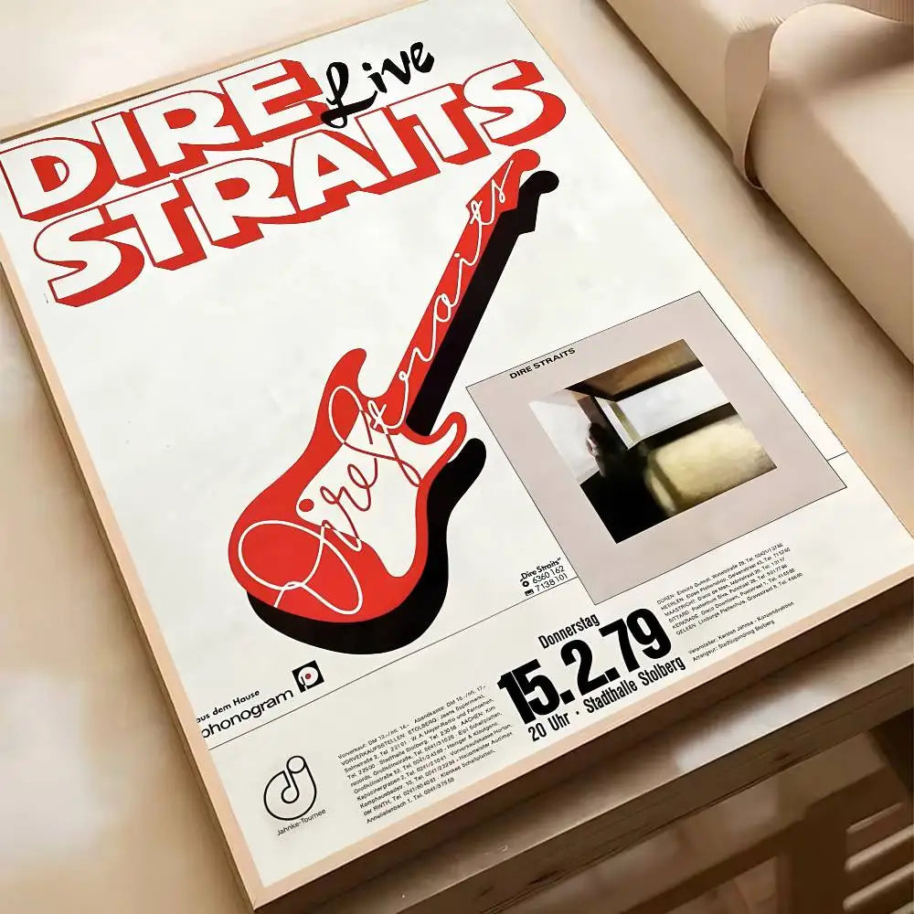 Singer D-Dire S-Straits Rock Band Poster Waterproof HD Art Wall Decal Self-Adhesive Print. Aesthetic Home Room Decor for Living