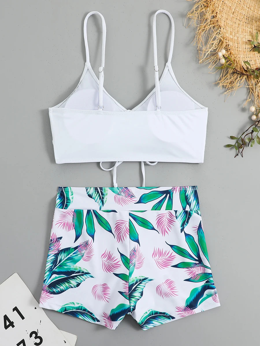 2025 High Waist Drawstring Front Bikini Set – Women's Swimsuit Swimwear Beachwear