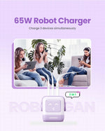 UGREEN 65W GaN Charger Uno Robot Design Quick Charge 4.0 3.0 PPS for iPhone 17 16 Pro Macbook Air Laptop Tablet PD Fast Charger