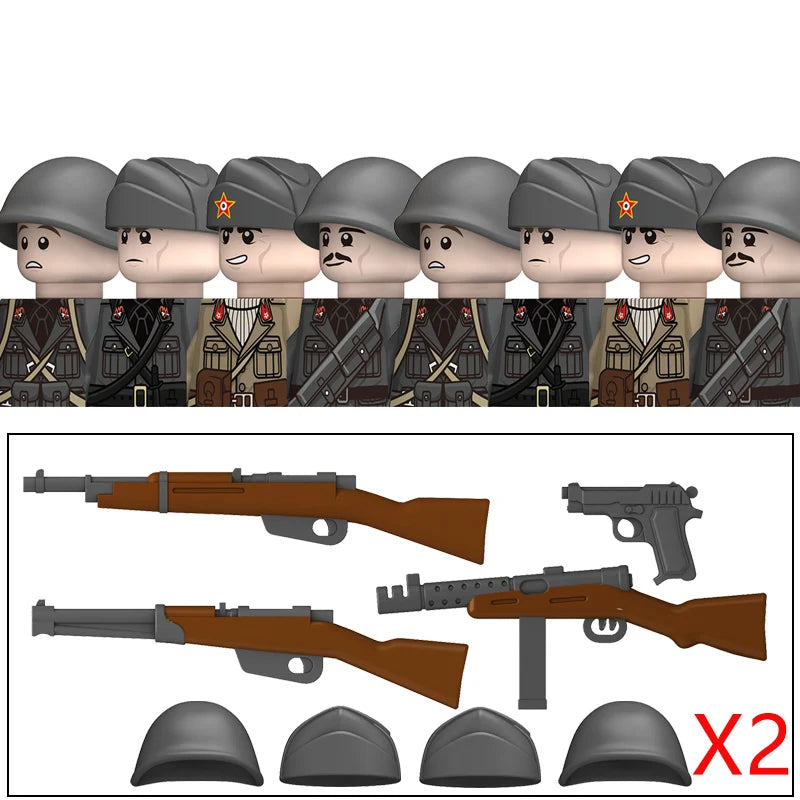 Military WW2 German Navy Armored Troops Building Blocks US 101st Britain Soviet Union Soldiers Infantry Weapons Bricks Toys Kids