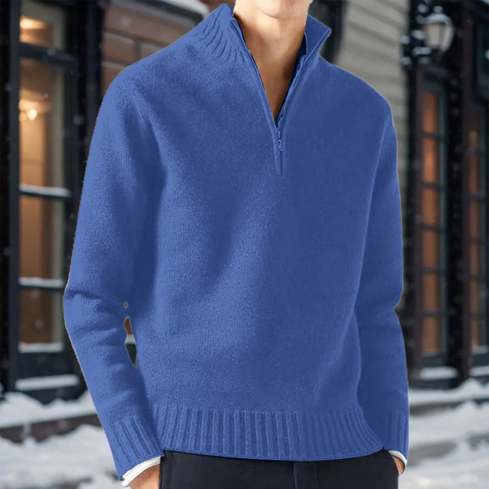 Sweaters For Men Clearance Casual Simple Bottom Sweater Solid Color Warm Knit Half Zip Long Sleeve Sweater Nuevo En SuéTeres