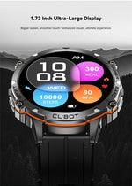 Cubot X3, Sport Waterproof Smartwatch, 1.73-inch AMOLED Display, Bluetooth Calls, 900mAh Battery, Blood Oxygen, Fitness Tracker