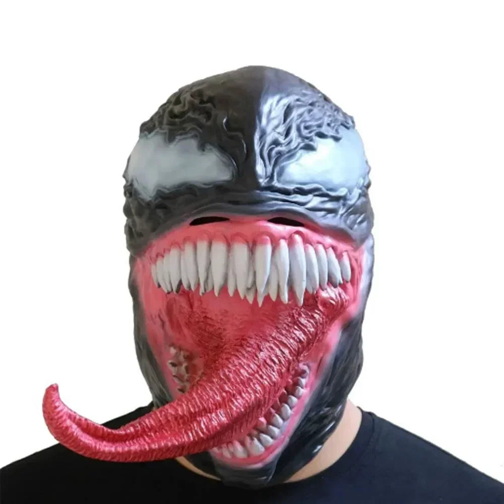 New Superhero Venom 3 Long Tongue Mask Cosplay Latex Masks Horror Party Helmet Props Supplies Novelty Masks Christmas Halloween