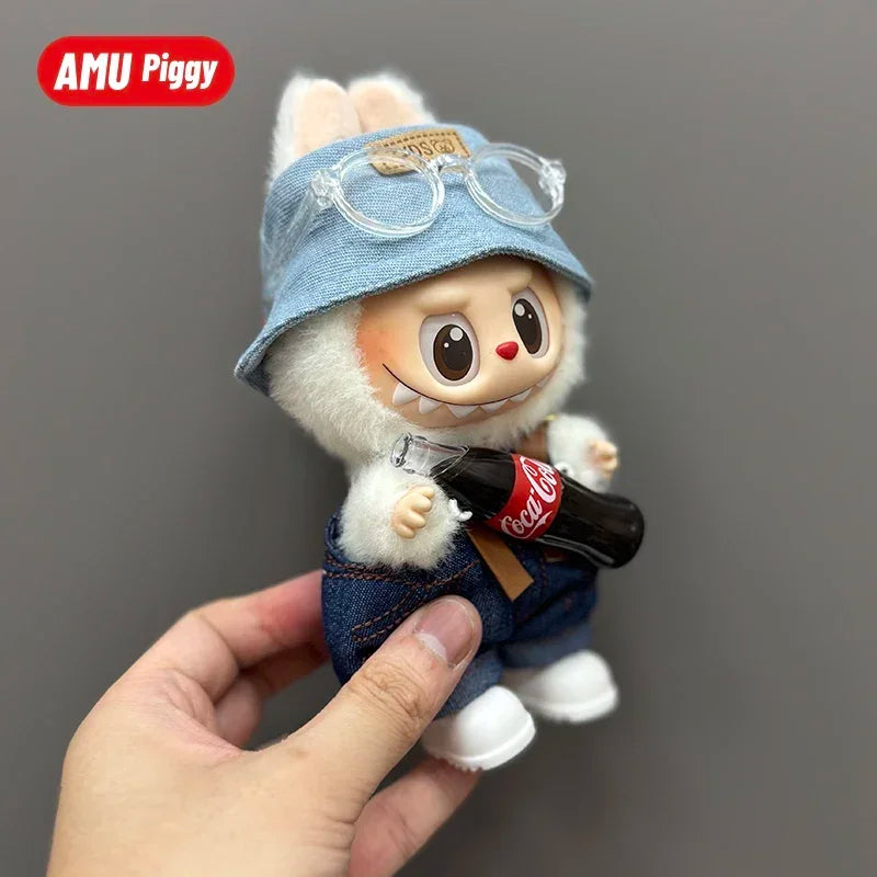 Clothes for Clothes Doll DIY Accessories Pull Cloth Cola Happiness Factor Labubu Clothes Set Doll Outfit Have Shoes