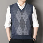 Cardigan Sweater Vests Men Autumn Winter Fleece Knitted Waistcoat Argyle Plaid Smart Causal Fashion Knit Sleeveless Sweater Vest
