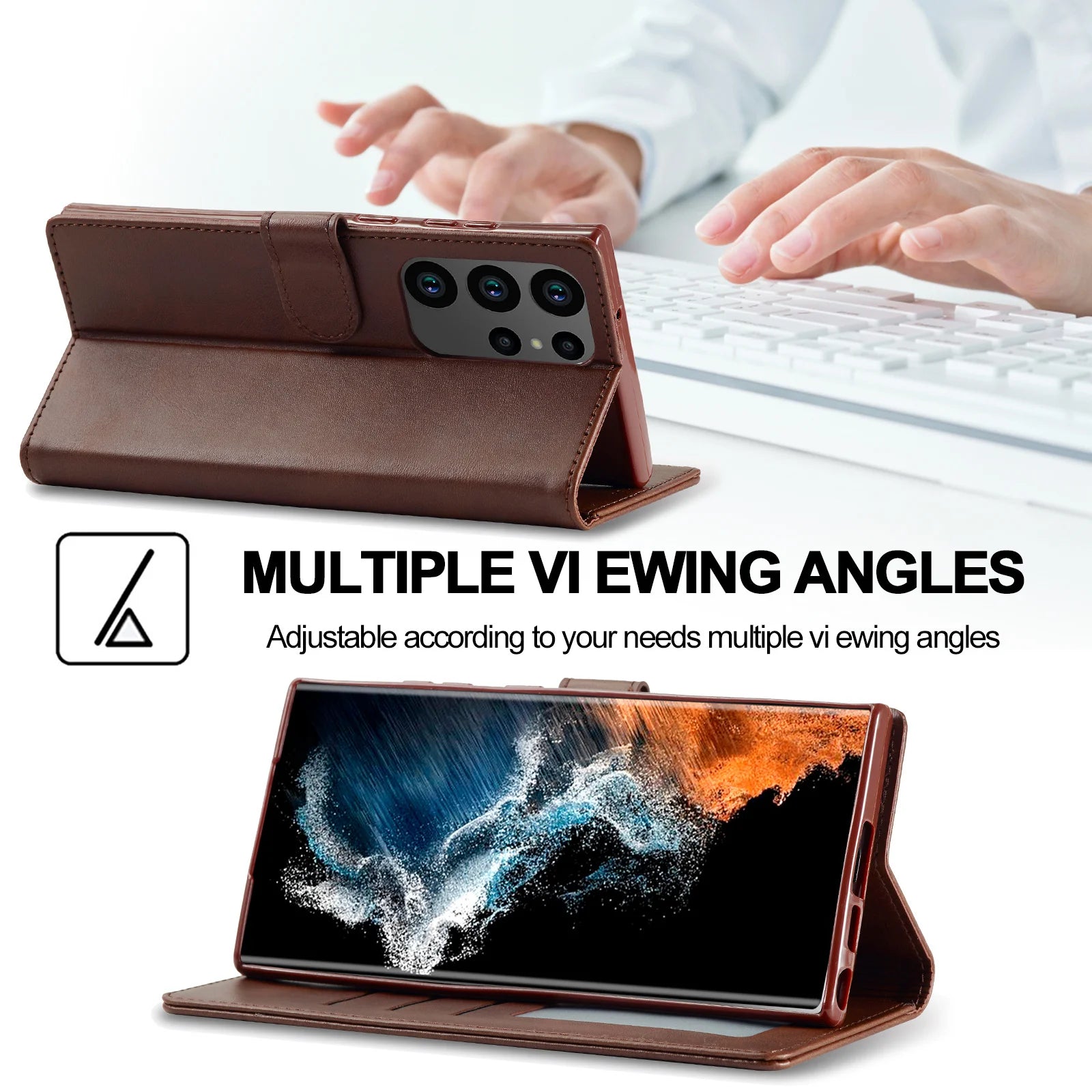 Leather Case for Samsung Galaxy S23 S24 S25 FE Ultra Plus Edge A07 A17 A35 A55 A06 A16 A26 A36 A56 5G Flip Wallet Card Holder