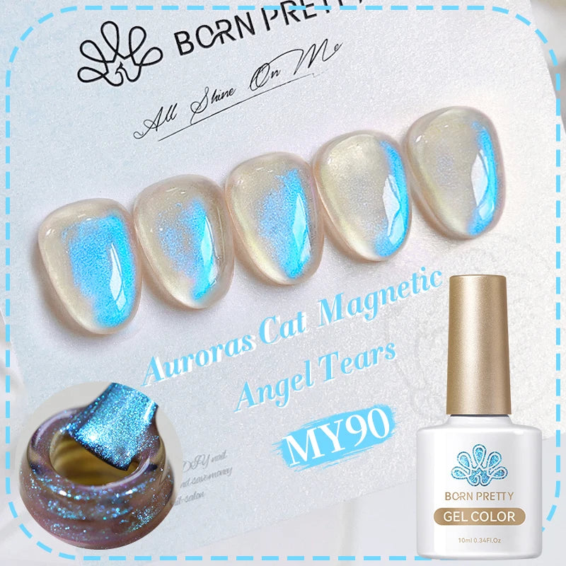 BORN PRETTY 10ml Silver Water Light Cat Magnetic Gel Nail Polish Nail Supplies Vernis Semi Permanent Gel for Fall Winter Nails