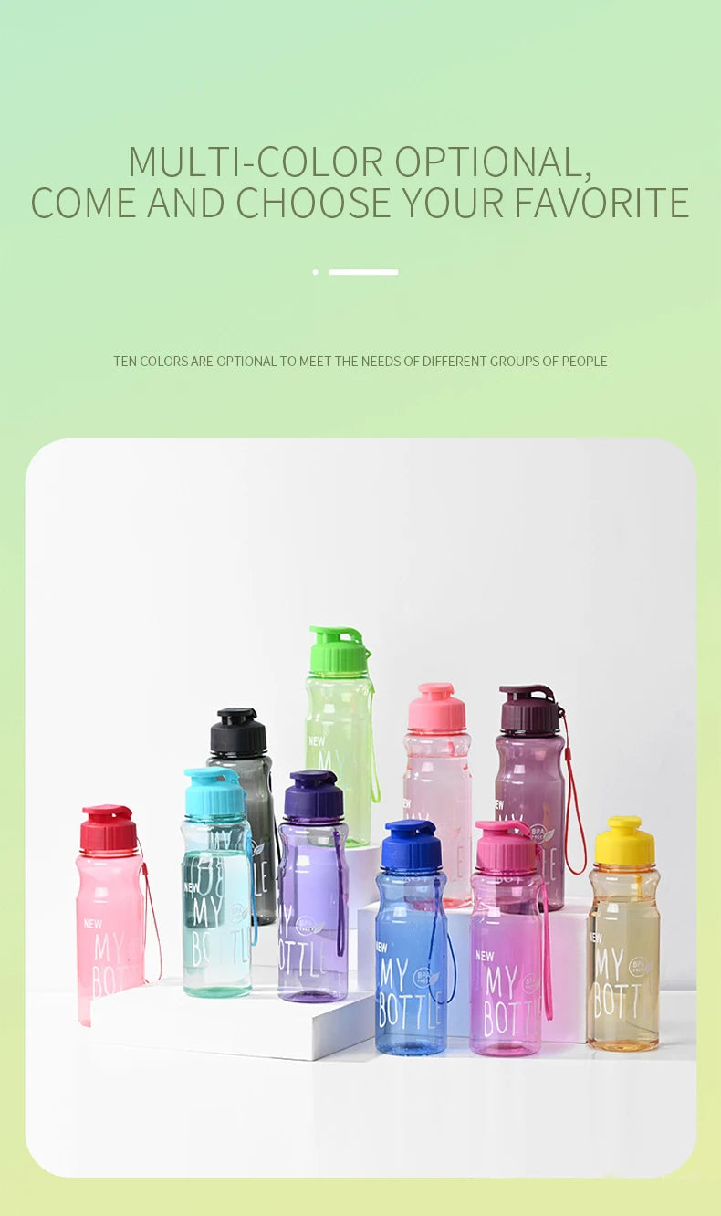 Transparent Water Bottle Portable Sport Cup for Drinking Kitchen Tools 650ML Water Bottle For School Gym Travel Girl Boy