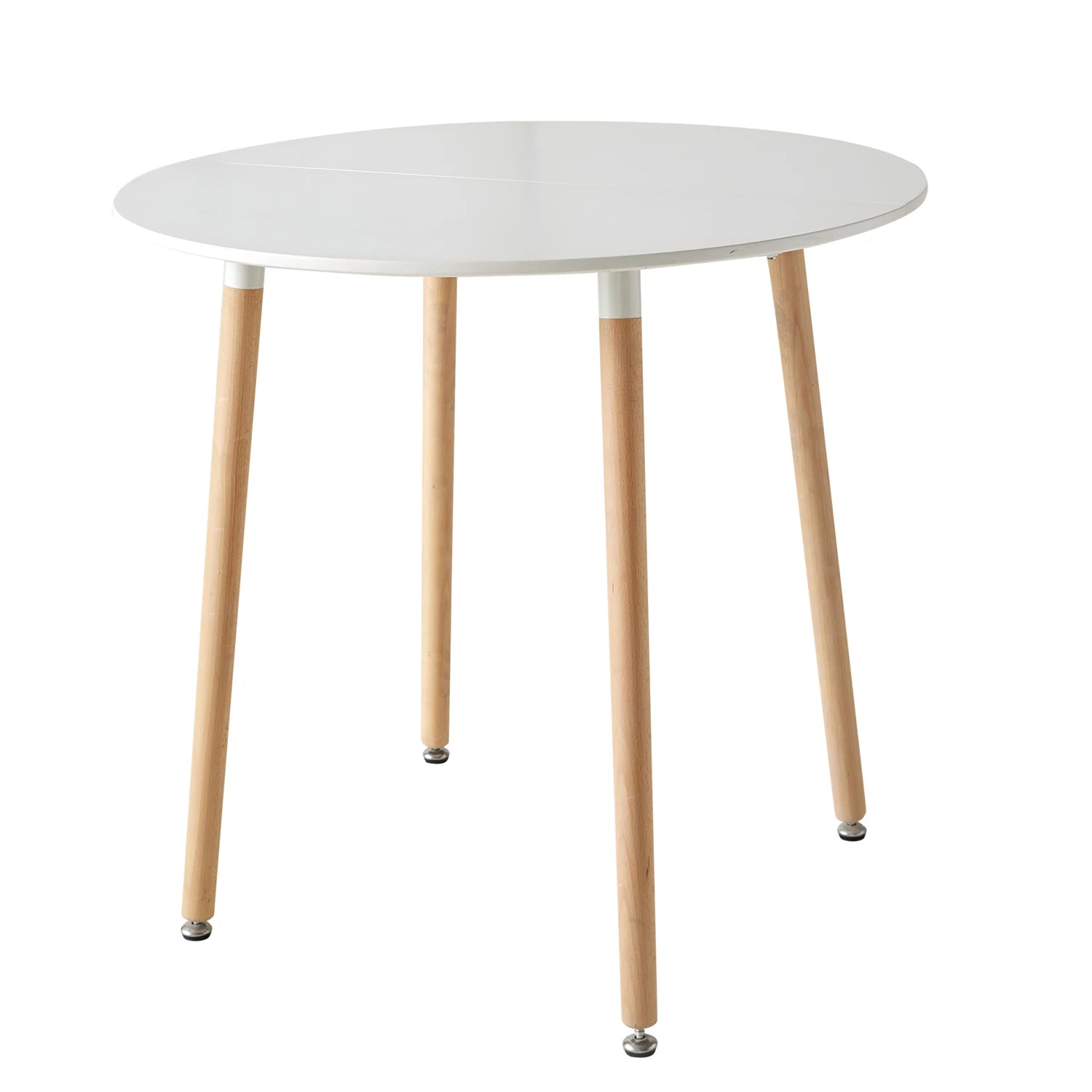 Modern Round Dining Table Nordic Scandinavian MDF Top Solid Beech Legs for Living Room Dining Room White