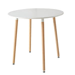 Modern Round Dining Table Nordic Scandinavian MDF Top Solid Beech Legs for Living Room Dining Room White