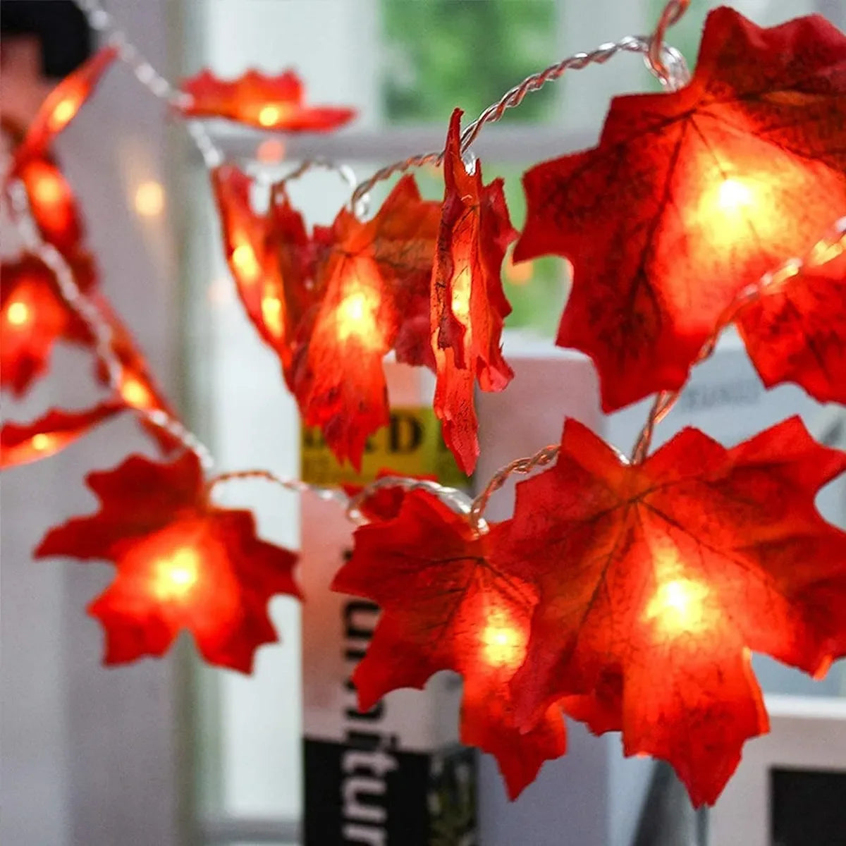 1PC USB/Battery Case Maple Leaf String Lights 10/20/40 LED Lights Waterproof For Halloween Outdoor Autumn Thanksgiving Decor
