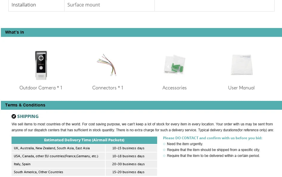 4 Wire Waterproof IP65 HD Doorbell Camera 120° Wide Angle for HOMSECUR Tuya WiFi Smart 1080P Video Intercom Door Phone System