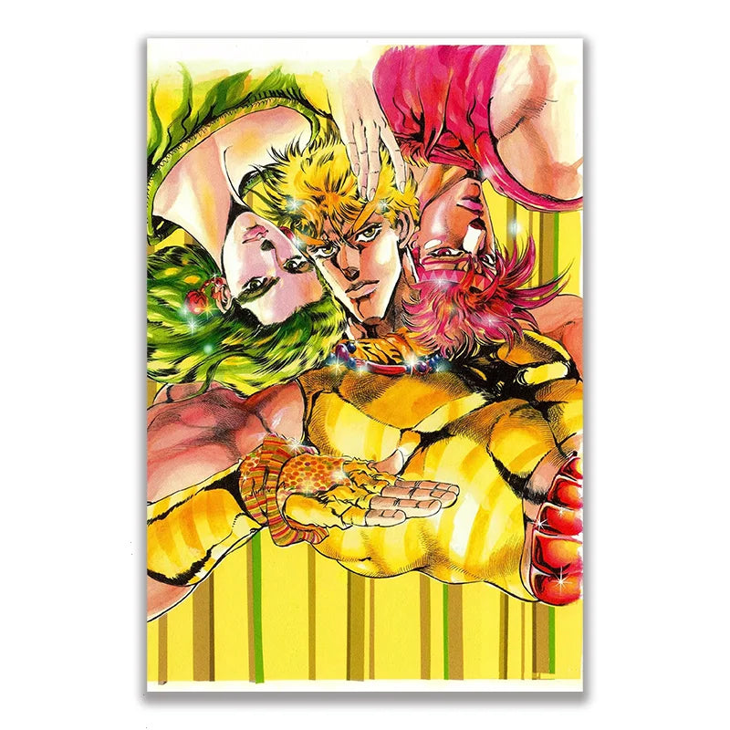 Anime JOJO Bizarre Adventure Retro Poster Canvas Wall Art Printing Waterproof Home Living Bed Room Bar Hallway Aesthetic Decor