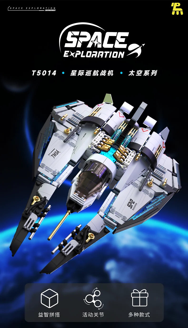 1400pcs Galaxy Starship Building Block Set, Space Wars Starfighter Model Kits with Light, STEM Toy Gift for Kids Adults Boy Girl