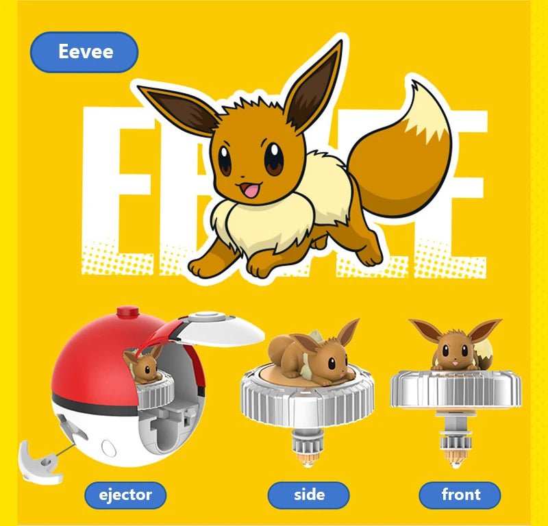 Pokemon Figures Beyblade Top Gyroscope Toys Pikachu Charmander Squirtle Mewtwo Eevee PVC Models Pokeball Gift For Kids