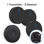 Circular Black Self Powered Wireless Doorbell AC 110v 220v US/EU Plug With 60 Rings Waterproof Long-Distance Kinetic Door Bell