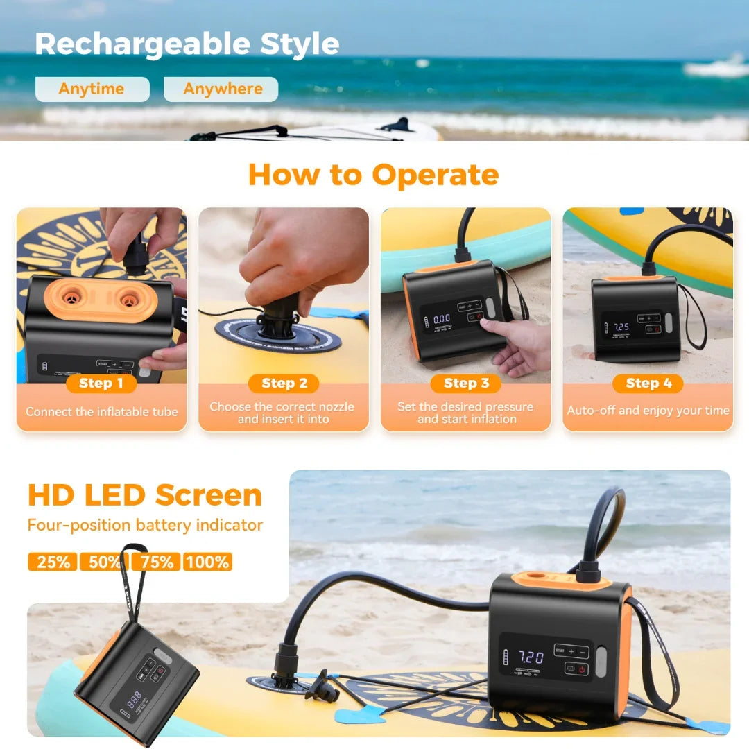 WESTTUNE Outdoor Wireless Air Pump Travel Vacuum Pump with Inflatable Deflate Portable Electric MINI Inflatable Pumps for Mats