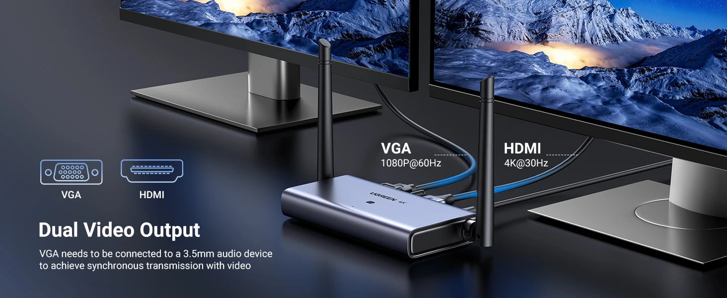 【NEW-IN】UGREEN Wireless HDMI Extender Video Transmitter & Receiver Kit 5G 50M Transmits Display Dongle for TV PC PS5/4 Monitor