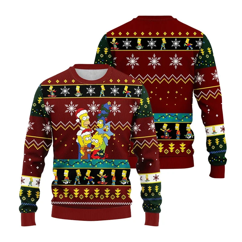 2026 Hot The Simpsons Print Sweatshirt Winter Christmas Ugly Hoodie Women's Casual Pullover Harajuku Festive Streetwear Y2k Top