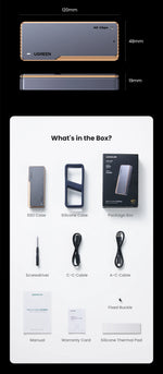 UGREEN 40Gbps NVMe SSD Case SSD Enclosure M.2 to USB4.0 Adapter for M.2 NVME PCIE Built-in Cooling Vest Aluminum Case