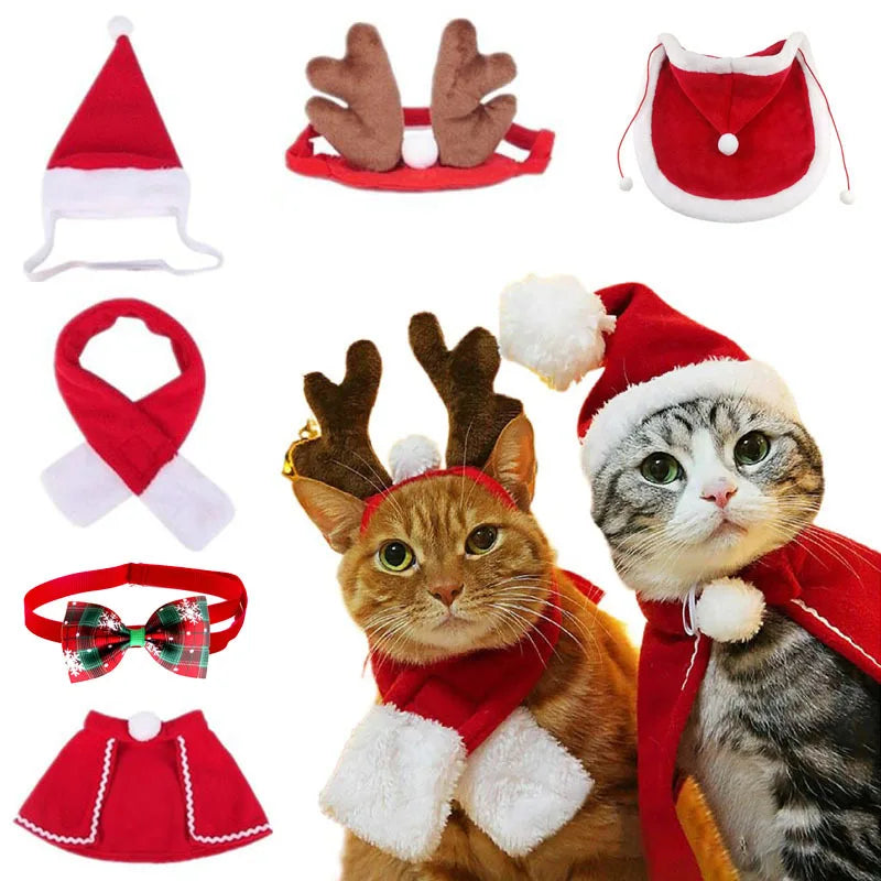 Christmas Pet Scarves, Hats, Cat and Dog Headwear, Scarves, Cloaks, Shapewear, Hairbands, Christmas Clothes