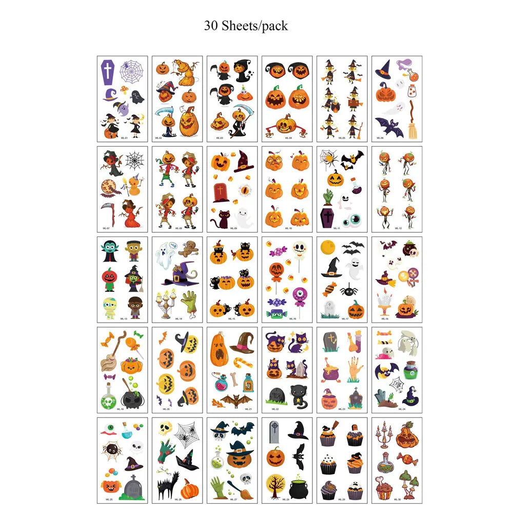 30pcs Waterproof Halloween Tattoo Stickers Bleeding Wound Scar Temporary Tattoos for Women Men Fake Tattoo For Halloween Party